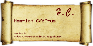 Hemrich Círus névjegykártya